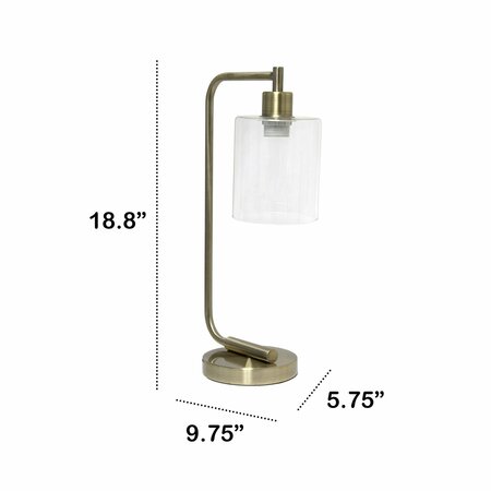 Lalia Home Modern Iron Desk Lamp with Glass Shade, Antique Brass LHD-2003-AB